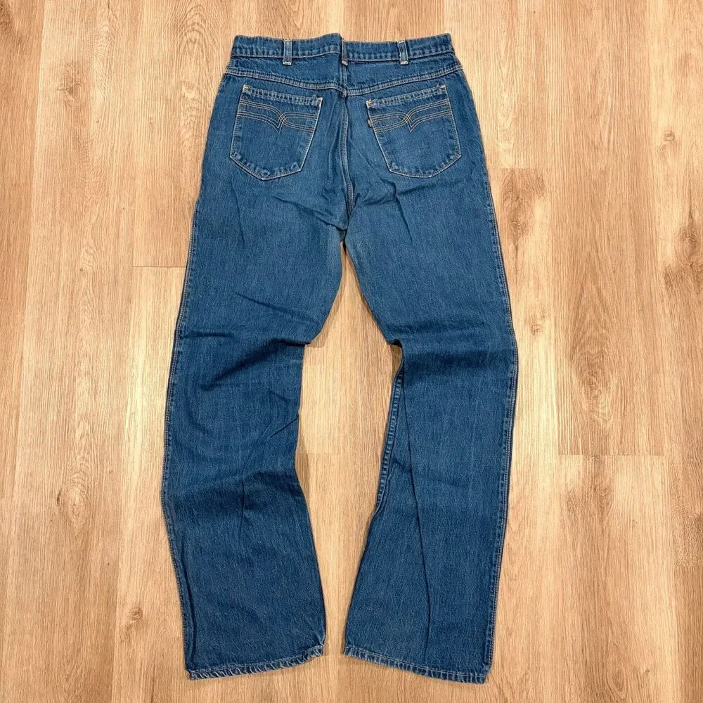 Vintage 70s Levi's Movin' On Black Tab Jeans Men's Size 32x33 Dark Blue Wash